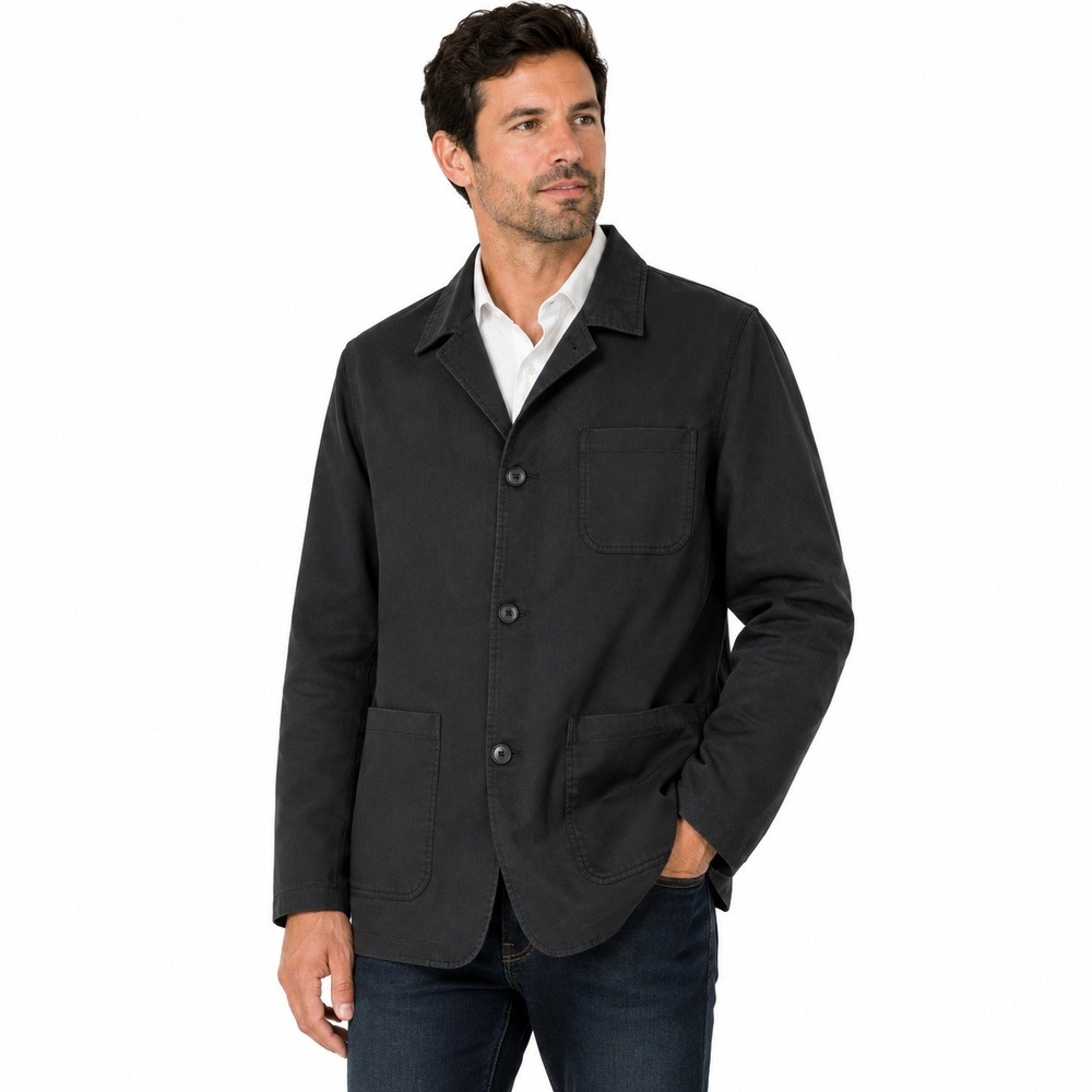 Linea Uomo Field Blazer Mens 3XLT Black Cotton 4Pocket Utility Sport Coat Jacket
